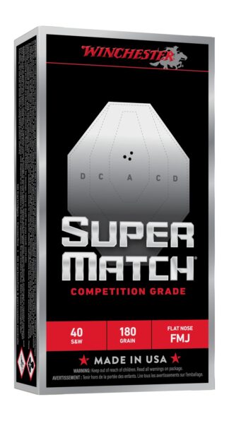 Winchester Super Match .40 S&W 180gr Flat Nose FMJ, 50 Rounds