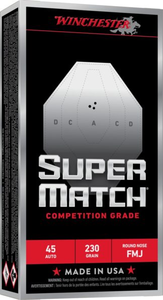 Winchester Super Match .45 ACP 230 Grain FMJ Round Nose, 50 Rounds