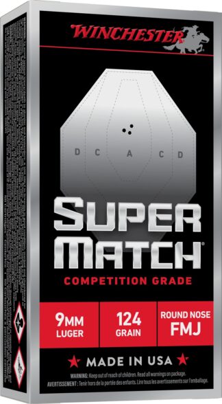 Winchester Super Match 9mm 124gr FMJ-RN 50-Round Box