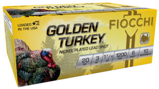 Fiocchi Golden Turkey 20 Gauge 3 in 1 1/4 oz Nickel-Plated #6 Shot, 10 Shells/Box