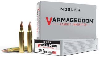 Nosler Varmageddon 223 Rem 62 gr VG HPFB Flat Base Hollow Point Ammo, 20 Rounds