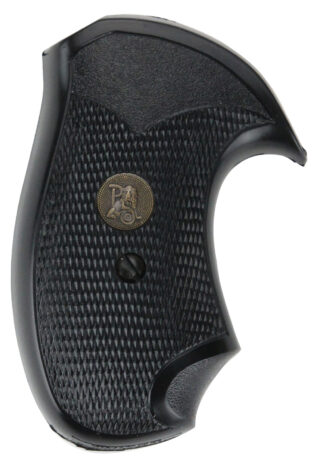 Pachmayr 03252 Compact Grip Checkered Black Rubber Finger Grooves for S&W J Frame Round Butt