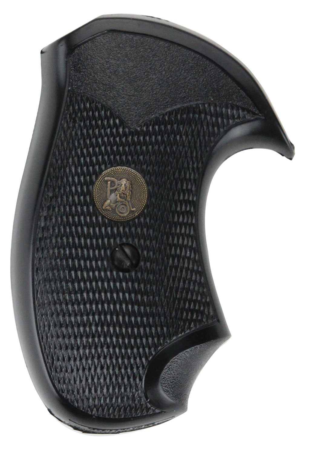 Pachmayr 03252 Compact Grip Checkered Black Rubber Finger Grooves for S&W J Frame Round Butt