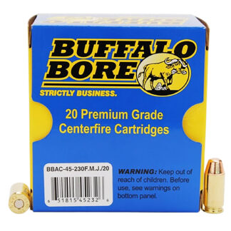 Buffalo Bore Ammunition 45 ACP +P 230 gr FMJ Flat Nose, 20 Rounds