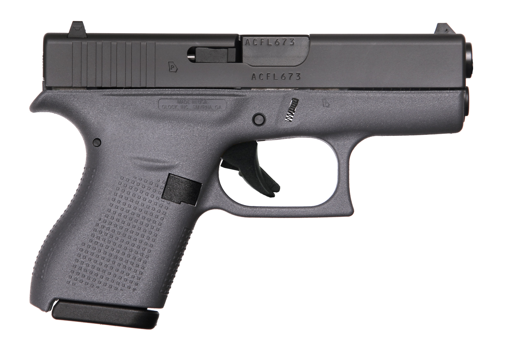 Glock G42 Gray .380 ACP Semi-Auto Pistol 3.25 in Barrel, 6+1 Rounds