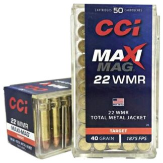 CCI Maxi-Mag .22 WMR 40 gr TMJ 1875 fps 50 Rounds Per Box