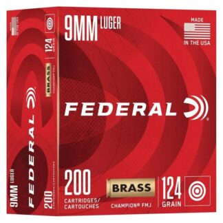 Federal Champion 9mm Luger 124gr FMJ 1090 fps 200-Round Box