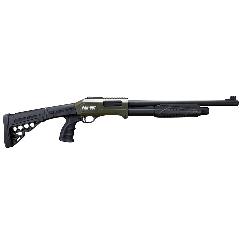 Rock Island USA PK-12 Pak-Out 12 Gauge Pump Shotgun, 18.5 in Barrel, Foldable OD Green/Black