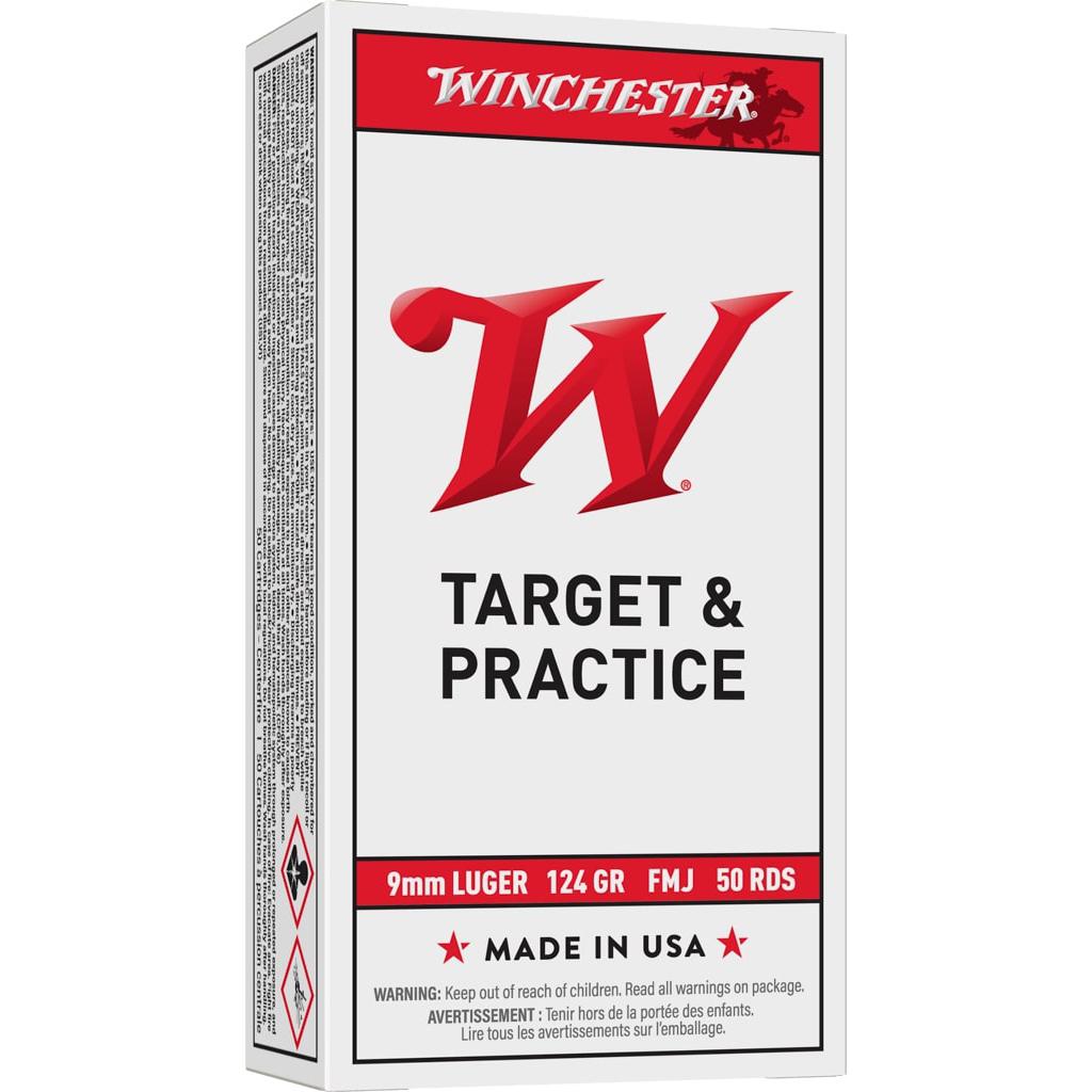 Winchester USA 9mm Luger 124 Grain FMJ 1140 fps 50 Rounds
