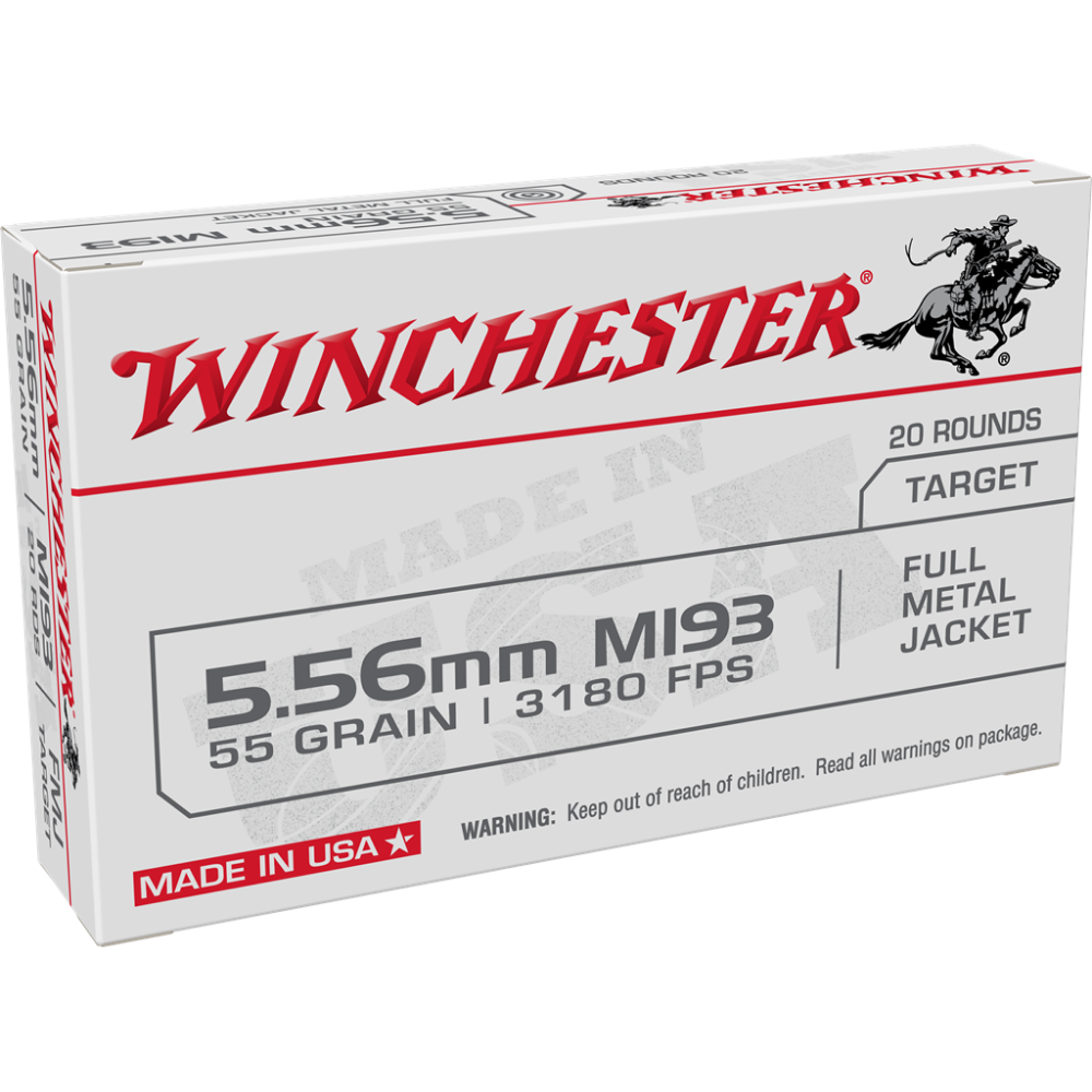 Winchester USA White Box M193 5.56x45 NATO 55 gr FMJ Rifle Ammunition