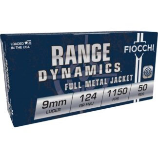 Fiocchi Range Dynamics 9mm Luger 124 gr FMJ, 50 Rounds/Box