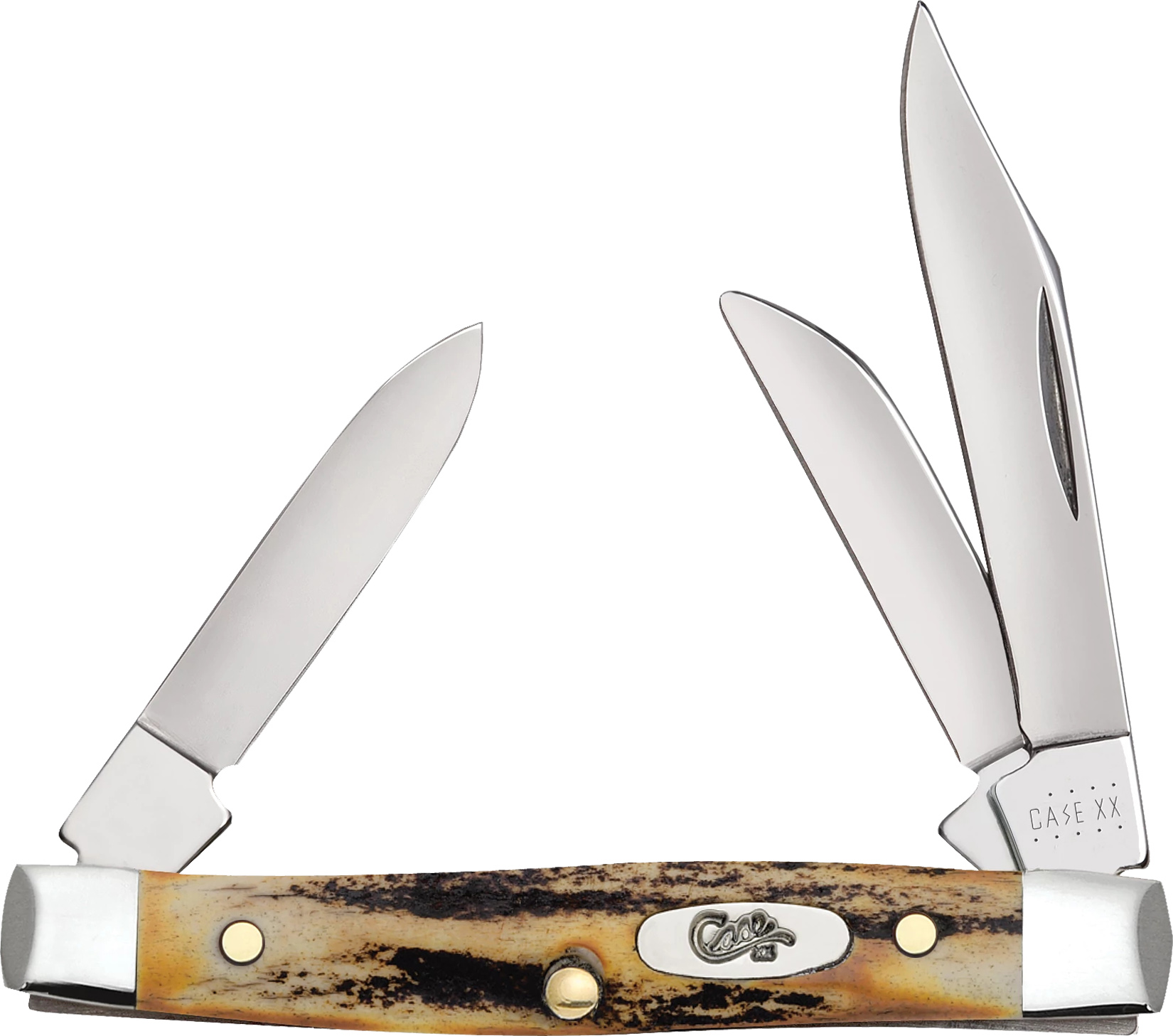 Case Small Stockman Stag Pocket Knife, 2 in Blade, 4.5 in Length