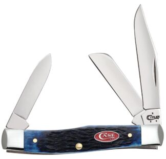 Case Medium Stockman Navy Blue Bone Pocket Knife, 2.57 in Clip Point, 1.88 in Sheepsfoot