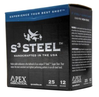 Apex Waterfowl S3 Steel 12 Gauge 3 in 1 1/4 oz #4 Shot 25 Rounds