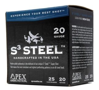 Apex S3 Waterfowl 20 Gauge 3 in 1 oz #2 Steel Shot 25 Rounds