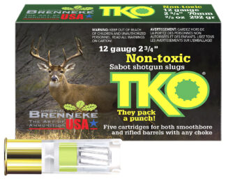 Brenneke SL122TKO TKO 12 Gauge 2.75 in Lead-Free Sabot Slug, 5 Rounds Per Box