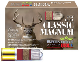 Brenneke Classic Magnum 16 Gauge 2.75 in Slug 1 oz, 5 Rounds Per Box