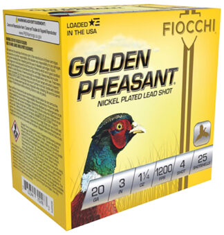 Fiocchi Golden Pheasant Extrema 20 Gauge 3 in Shell #4 Nickel-Plated Lead 1 1/4 oz 25 Rounds