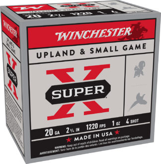 Winchester Super-X X204 20 Gauge 2.75 in High Brass #4 Shot 1 oz Loads, 25 Rounds