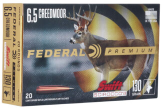 Federal Premium 6.5mm Creedmoor 130 gr Swift Scirocco II Polymer-Tipped, Nickel-Plated Brass