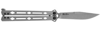 Kershaw Lucha 4.60 in Drop Point Butterfly Knife, 14C28N Steel, Stonewashed Blade