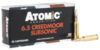 Atomic 6.5 Creedmoor 129 gr Subsonic JHP Brass Case, 20-Round Box