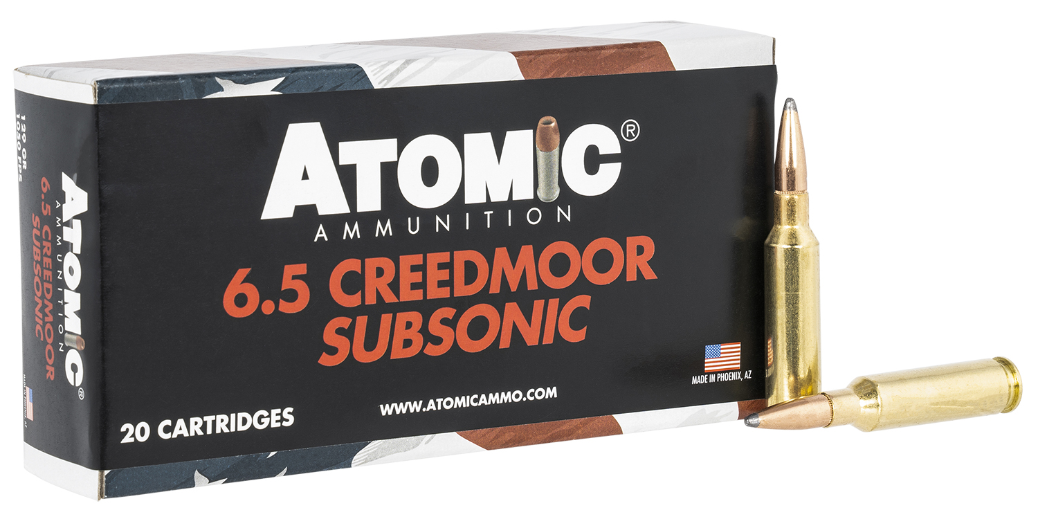 Atomic 6.5 Creedmoor 129 gr Subsonic JHP Brass Case, 20-Round Box