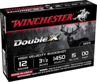 Winchester Double X 12 Gauge 3.5 in 00 Buck Lead Buckshot, 5-Round Box