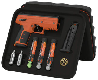 Byrna Technologies SD Kinetic Kit .68 Cal 5-Round CO2 Launcher, Orange Polymer, Fixed Black Sights