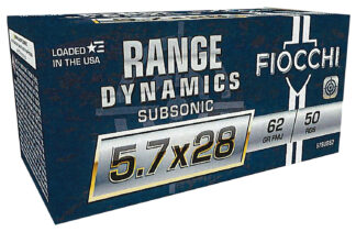 Fiocchi Range Dynamics 5.7x28mm 62 Grain FMJ Subsonic 50 Rounds