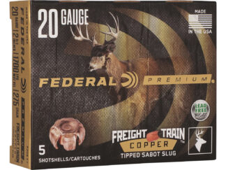 Federal Premium Freight Train 20 Gauge 2.75 in 275 Gr Copper Sabot Slug, 5 Rounds Per Box