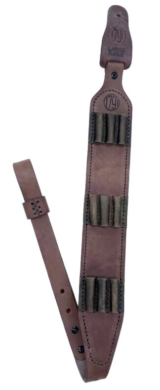 1791 Gunleather Hunt Ammo Sling Oiled Brown Steerhide Leather, 9-Round Capacity, 32-37 in Adjustable