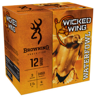 Browning Wicked Wing 12 Gauge 3 in #4 Shot, 1 1/4 oz, 25 Rounds