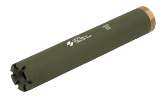 Fletcher Rifle Works Taquito 22LR Silencer, 1/2x28, 1" OD, 2" Length, Green Stainless/Aluminum