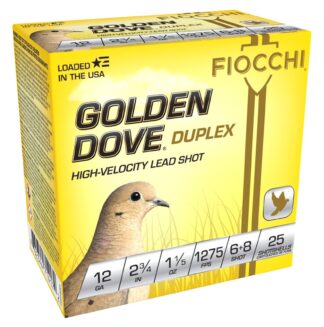 Fiocchi Gold Dove 12 Gauge 2.75 in 6+8 Shot, 1-1/5 oz, 25 Rounds Per Box