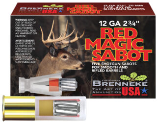 Brenneke Red Magic 12 Gauge 2.75 in Sabot Slug 1 oz, 5 Rounds Per Box