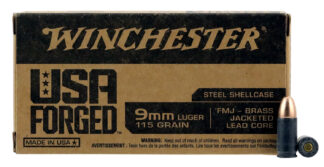 Winchester USA Forged 9mm Luger 115 gr FMJ Steel 50 rd Box