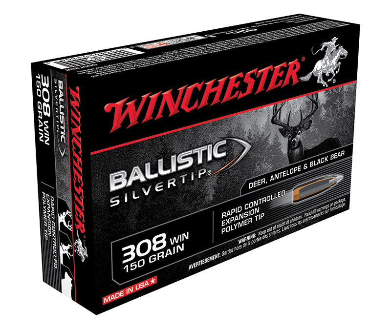 Winchester Ballistic Silvertip .308 Win 150 gr Polymer Tip Hunting Ammunition, 20 Rounds Per Box