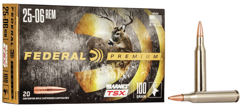 Federal Premium .25-06 Remington 100gr Barnes TSX Rifle Ammunition, 20 Rounds