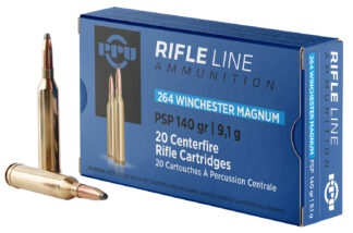 PPU PP264 .264 Winchester Magnum 140 gr Pointed Soft Point, 20 Rounds Per Box