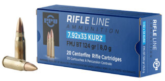 PPU PP7K 7.9x33mm Kurz 124 Grain FMJ Boat Tail 20 Rounds Per Box