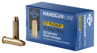 PPU PPH357MF .357 Magnum 158 Gr Flat Point Jacketed Ammo, 50 Rounds Per Box