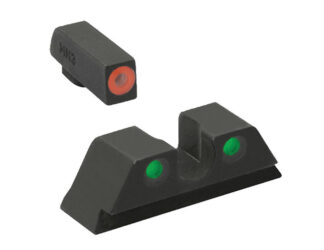 Meprolight Hyper-Bright Self-Illuminated Tritium Fixed Night Sight Set (Front Orange Ring, Rear Green)