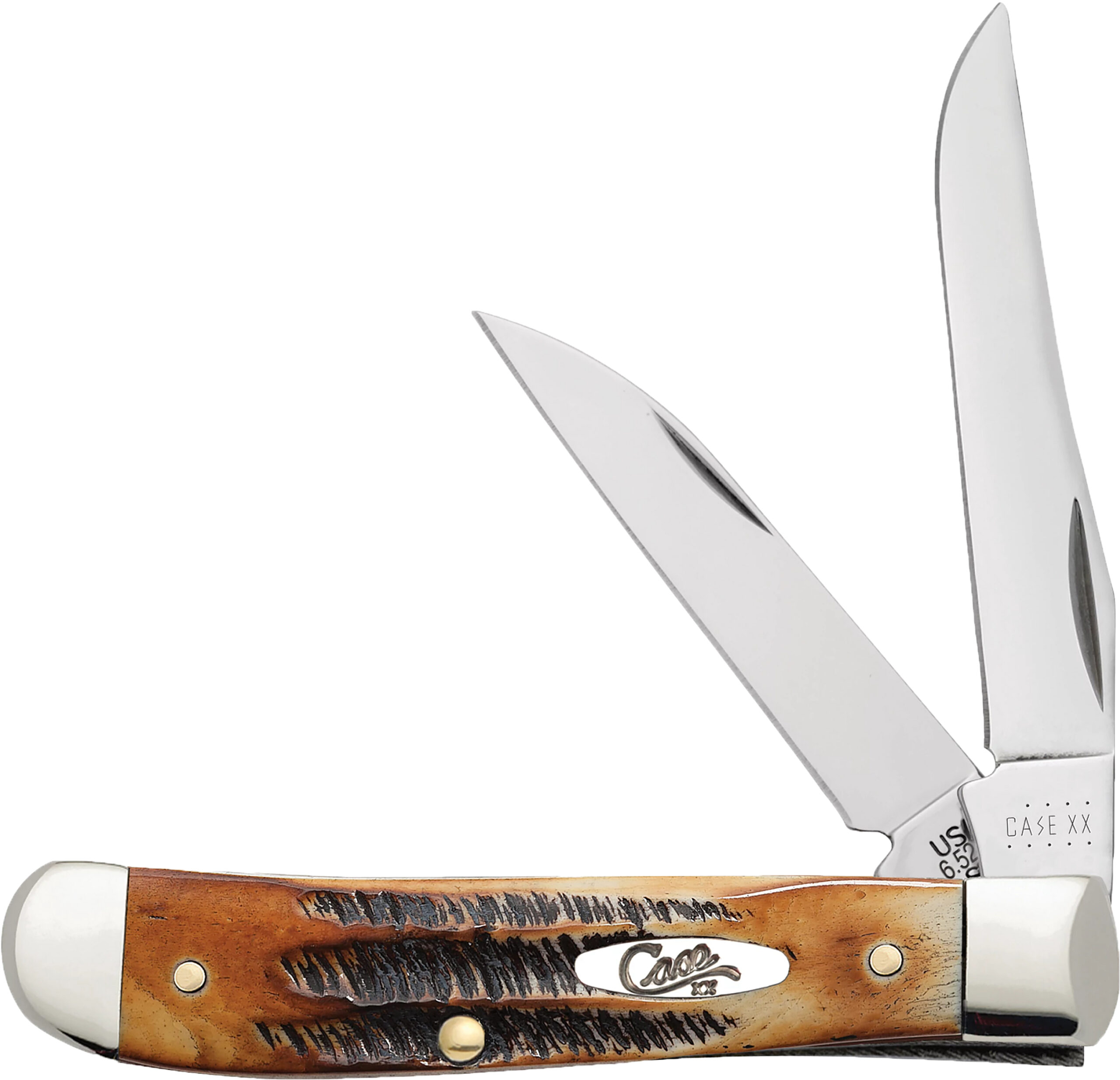 Case Mini Trapper 6.5 BoneStag Pocket Knife with Clip Point and Wharncliffe Blades