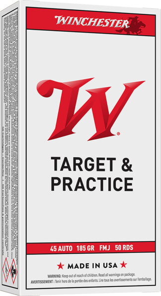 Winchester USA White Box .45 ACP 185 gr Full Metal Jacket Flat Nose 50 Rounds
