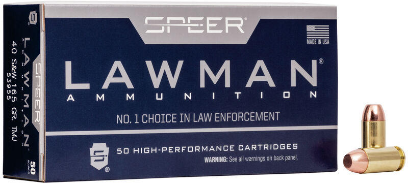 Speer Lawman .40 S&W 165 gr TMJ Flat Nose 50 Rounds Per Box