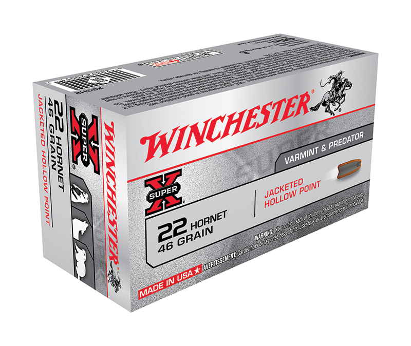 Winchester Super-X .22 Hornet 46 Grain Jacketed Hollow Point, 50 Rounds Per Box