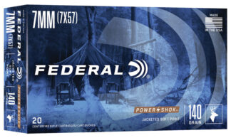 Federal Power-Shok 7mm Mauser 140 Grain Jacketed Soft Point (JSP) 20 Rounds