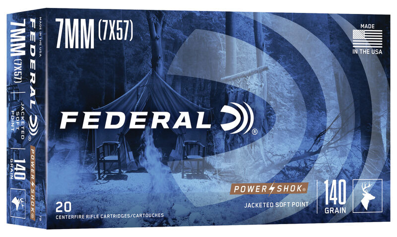 Federal Power-Shok 7mm Mauser 140 Grain Jacketed Soft Point (JSP) 20 Rounds
