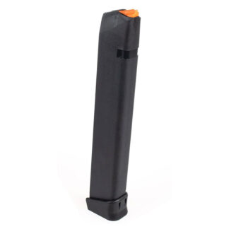 Glock 17 9mm 33-Round Extended Magazine with Orange Follower, Black Body
